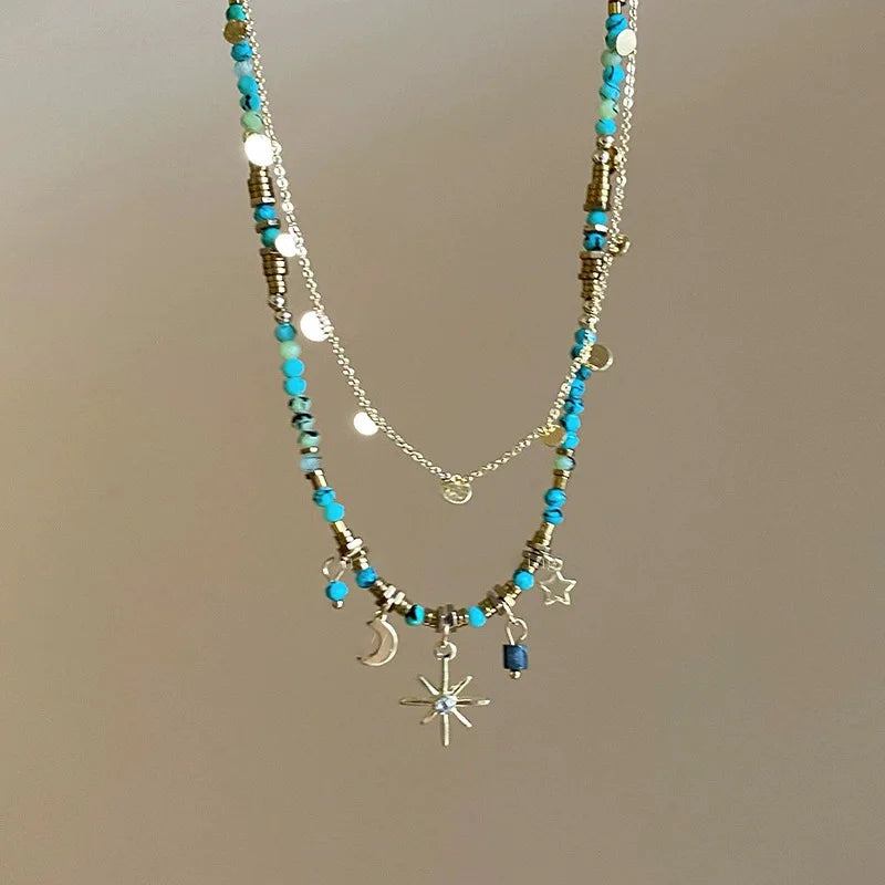 Colar Boho  com Pedra Natural