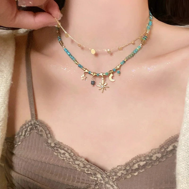 Colar Boho  com Pedra Natural