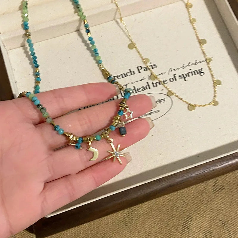 Colar Boho  com Pedra Natural
