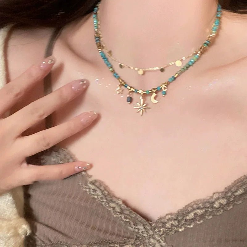 Colar Boho  com Pedra Natural